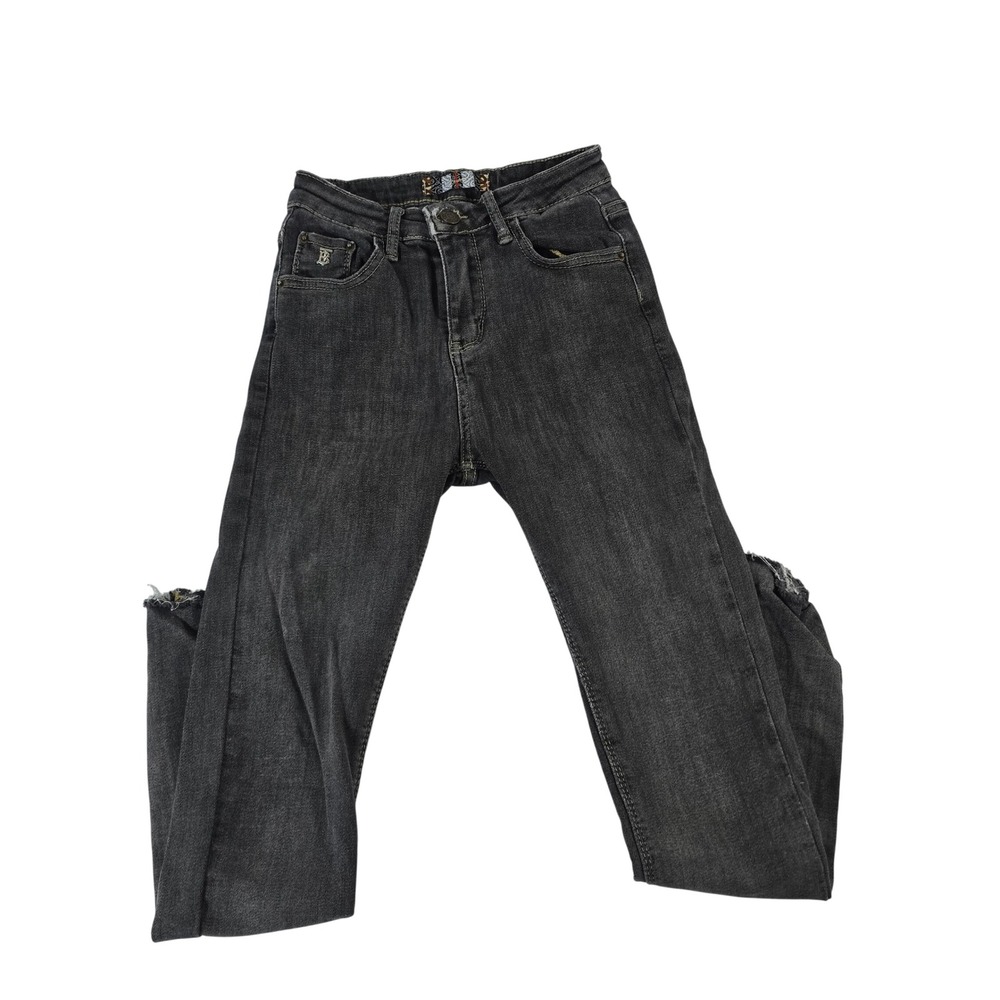 Burberry Womens Dark Wash Distressed Raw Hem Skinny Jeans Size 26